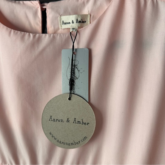 AARON & AMBER Tiered Cotton Colorblock Long Sleeve Dress New with Tags Size S - Picture 3 of 10